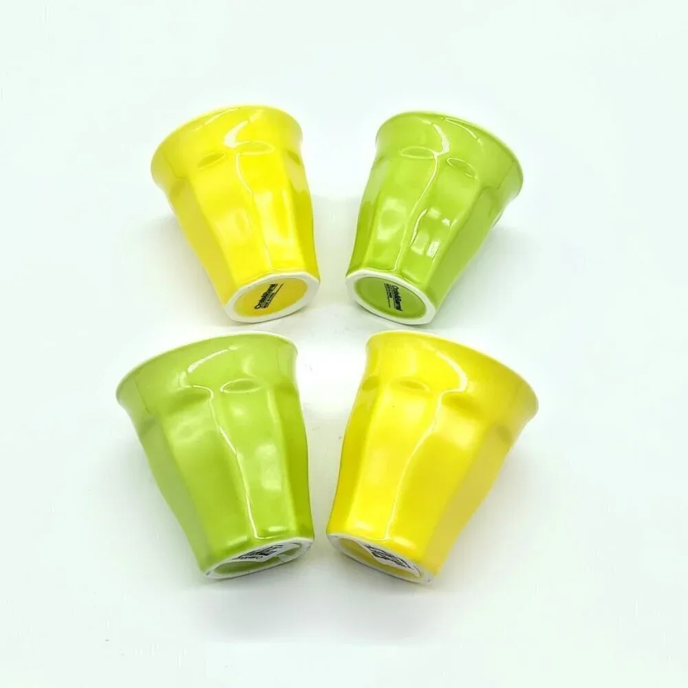 Crate & Barrel Green Yellow 3 Oz. Ceramic Espresso Shot Glasses